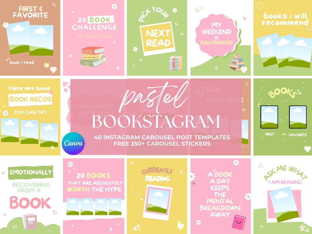 Pastel Bookstagram Carousel Post Template Booktok Instagram Bookish ...