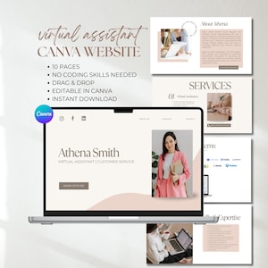 Virtuelle Assistentin Portfolio Vorlage: Canva Website Design (Digitaler Download