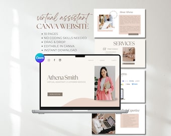 Virtual Assistant Portfolio Template: Canva Website Design (Digital Download