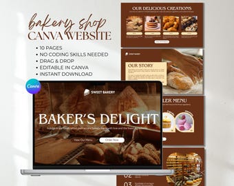 Bakery Website Template Canva Luxury Cake Website Design Bakery Shop Canva Sales Page Pastry Shop Landing Page Cake Business Website
