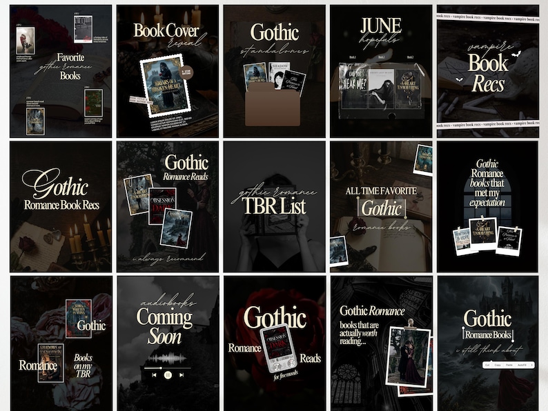 Gothic Romance Instagram Carousel Templates (Digital Download) Gothic Romance Bookstagram Template Bookish Canva Instagram Carousel Post Booktok Gothic Social Media Book Lover Gothic Vintage Noir