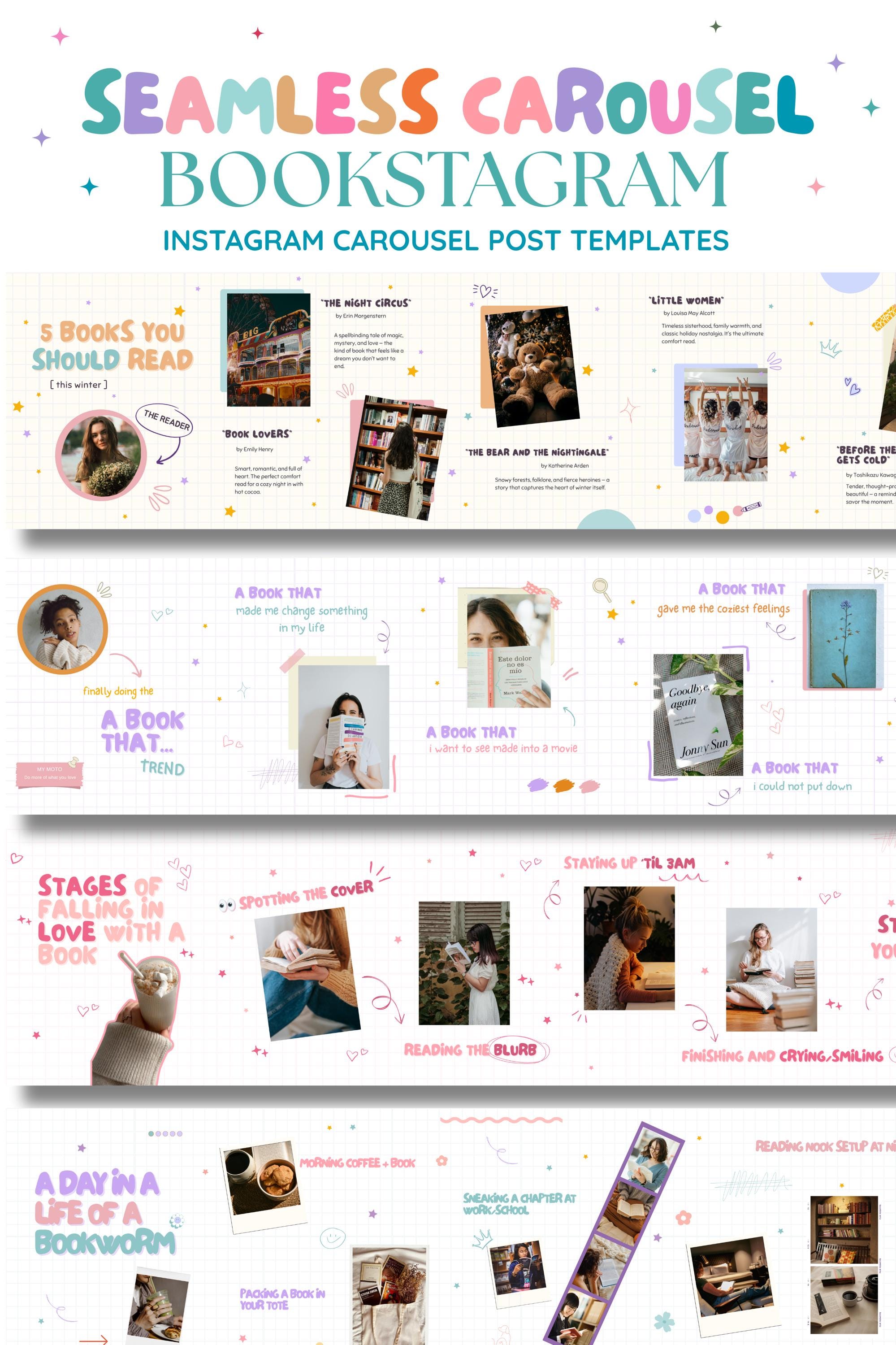 Bookstagram Seamless Carousel Template Canva Carousel Booktok Instagram ...