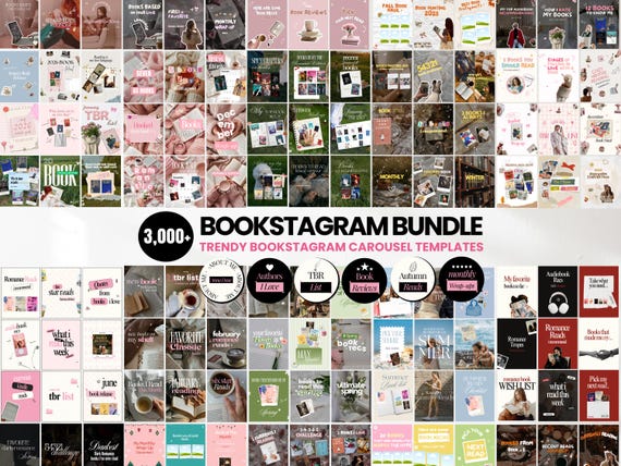 Bookstagram Bundle Templates 3000+ Instagram Carousel Posts Book Lovers Aesthetic Canva Book Review Dark Academia Romance Book TBR Templates