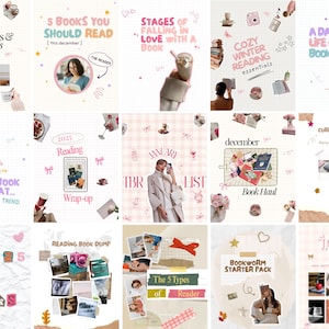 Modelo bonito para Bookstagram, carrossel literário para Instagram, Canva moderno, resenha de livro, mídia social do autor, conteúdo do Booktok, promoção de autor de livros