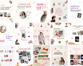 Pretty Bookstagram Template Bookish Instagram Carousel Trendy Canva Book Review Author Social Media Booktok Content Book Author Promotion