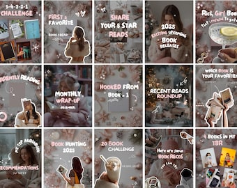 Silver Pink Christmas Bookstagram Carousel Template Booktok Instagram Post Bookstagram Canva Book Lover Social Media Book Author Carousel