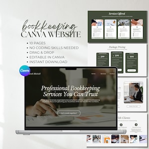 Bookkeeping Website Template: Canva Accounting Landing Page (DIY Digital Download)