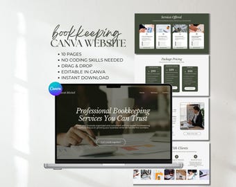 Bookkeeping Website Template: Canva Accounting Landing Page (DIY Digital Download)