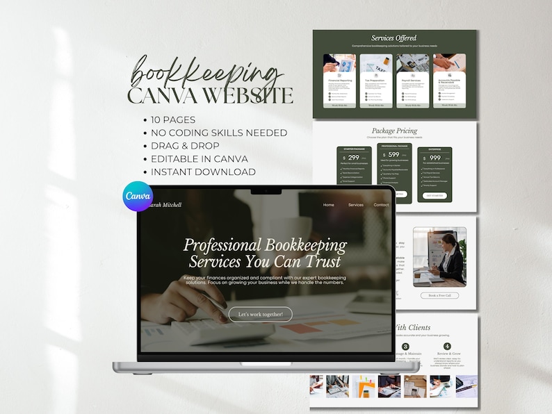 Bookkeeping Canva Website Template Accounting Website Tax Preparer Landing Page Accountant Bookkeeper Canva Template DIY One Page Website 
Bookkeeping Website Template Editable in Canva Custom Design for Accountants & Bookkeepers Canva Template DIY Website One Page Website