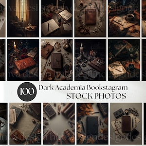 Dark Academia Bookstagram Stock Photo Bundle: Faceless Book Images, PLR MRR