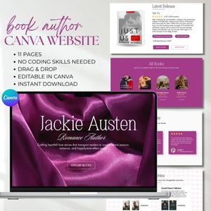 Book Author Website Template Canva One Page Website Book Marketing Canva Sales Page Author Branding Writer Website Author Marketing Website