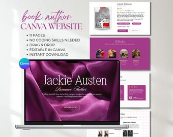 Romance Author Website Template: Canva Book Marketing Landing Page (Digital Download)