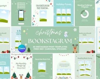 Pastel Christmas Bookstagram Template Bookish Instagram Booktok Social Media Holiday Book Lover Instagram Christmas Instagram Canva Winter