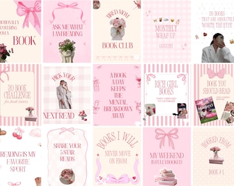 Coquette Bookstagram Canva Template Booktok Carousel Book Instagram Post Book Lover Social Media Bookish Carousel Booksta Pink Book Review