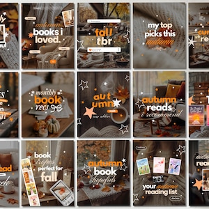 Autumn Bookstagram Canva Template Fall Reading Instagram Carousel Book Haul TBR Book Recs Template Cozy Aesthetic Book Blogger