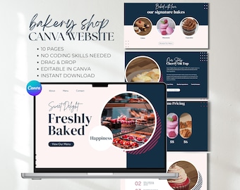 Bakery Website Template Canva Sales Page for Bakery Business Cake Website Design Sales Page Template Restaurant Canva Website Dessert Shop