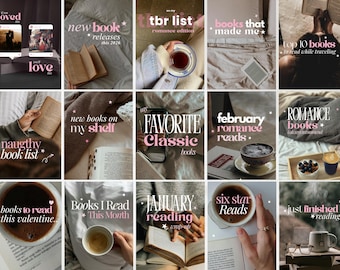 May include: A collage of images with text related to books and reading. The images include text such as "loved", "new book", "naughty book list", "tbr list", "books that made me", "top 10 books", "favorite classic books", and "romance books".