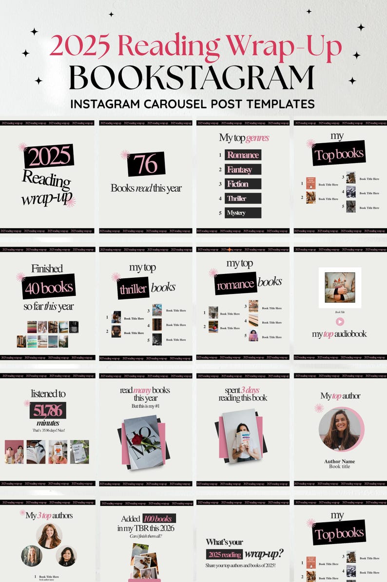 2025 Reading Wrap-up Bookstagram Carousel Template Year-end Reading ...