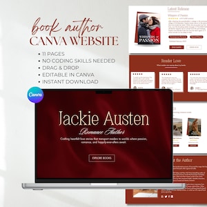 Book Author Website Canva Template Romance Author Canva Sales Page Writer Book Promotion One Page Website Book Marketing Author Branding