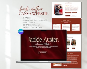 Book Author Website Canva Template Romance Author Canva Sales Page Writer Book Promotion One Page Website Book Marketing Author Branding