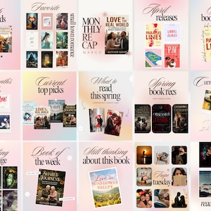 Pink Bookstagram Canva Templates Romance Carousel Post Kit Trendy Pink Gradient BookTok Templates Editable Reading Tracker & Review Kit