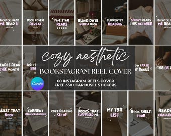 Bookstagram Reel Cover Templates: Book Lover Social Media (Canva Editable, Digital Download)