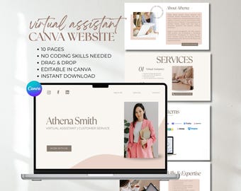 Virtual Assistant Portfolio Template: Canva Website Design (Digital Download