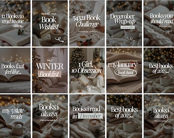 Cozy Trendy Aesthetic Bookstagram Carousel Template Bookish Instagram Book Lover Social Media Template Winter Reading Bookstagram Canva IG