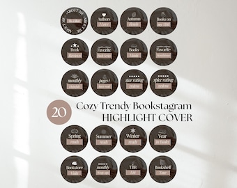 Cozy Trendy Aesthetic Bookstagram Highlight Covers: Book Lover Instagram Icons (Canva Template) Booktok Bookish Template