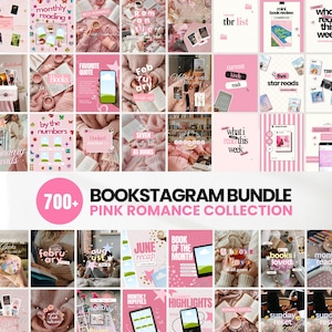Pink Bookstagram Bundle Canva Template Matching 700+ Instagram Carousel Post & 700 Story for Romance Reader Book Review TBR Content Booktok