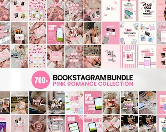 Pink Bookstagram Bundle Canva Template Matching 700+ Instagram Carousel Post & 700 Story for Romance Reader Book Review TBR Content Booktok