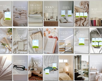 Light Academia Bookstagram ストーリーテンプレート：Canva Booktok IG（デジタルダウンロード）