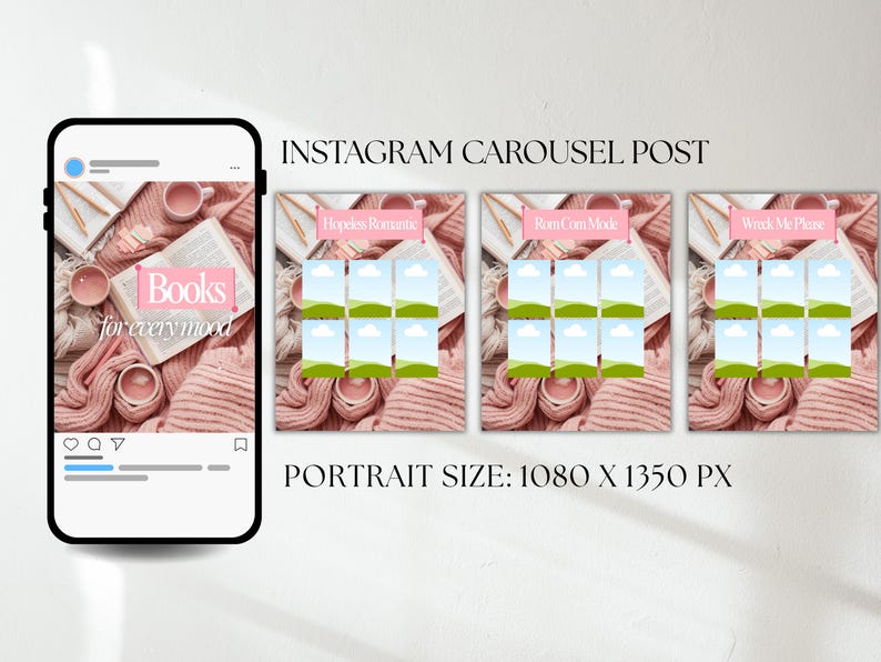 Trendy Aesthetic Pink Bookstagram Canva Templates Soft Romance Book ...
