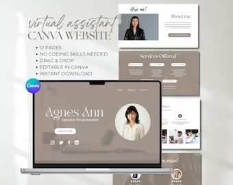 Executive Virtual Assistant Portfolio Template Website Template Canva Done For You Custom Website Landing Page One Page Website VA Portfolio