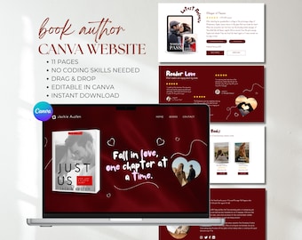 Romance Author Website Canva Template: Book Marketing Landing Page (Digital Download)