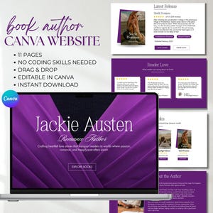Romance Author Website Template Author Canva Landing Page Writer Book Promotion Book Launch One Page Website Book Marketing Author Branding