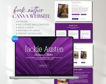 Romance Author Website Template: Canva Book Marketing Landing Page (Digital Download)