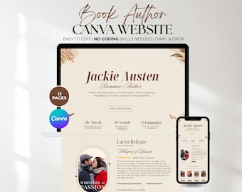 Romance Author Website Template: Canva Book Promotion Landing Page (Digital Download)