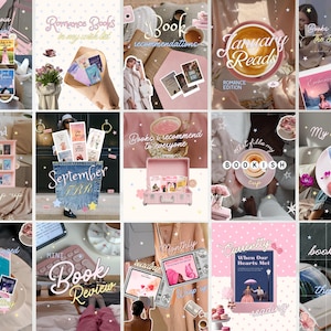 Trendig, nyckfull, rosa, Bookstagram-karusellmall, bokrecension, kokett, estetiskt Instagram-inlägg, redigerbar Canva-mall för bokälskare