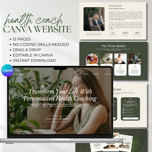 Health Coach Canva Website Template Wellness Coach Canva One Page Website Nutrition Coach Health Wellness Business Health Coaching Template