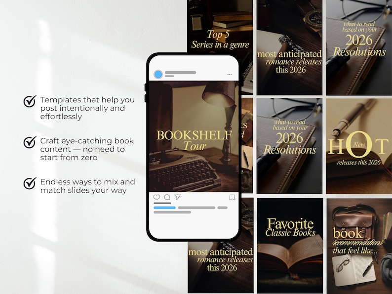 moody bookish canva template