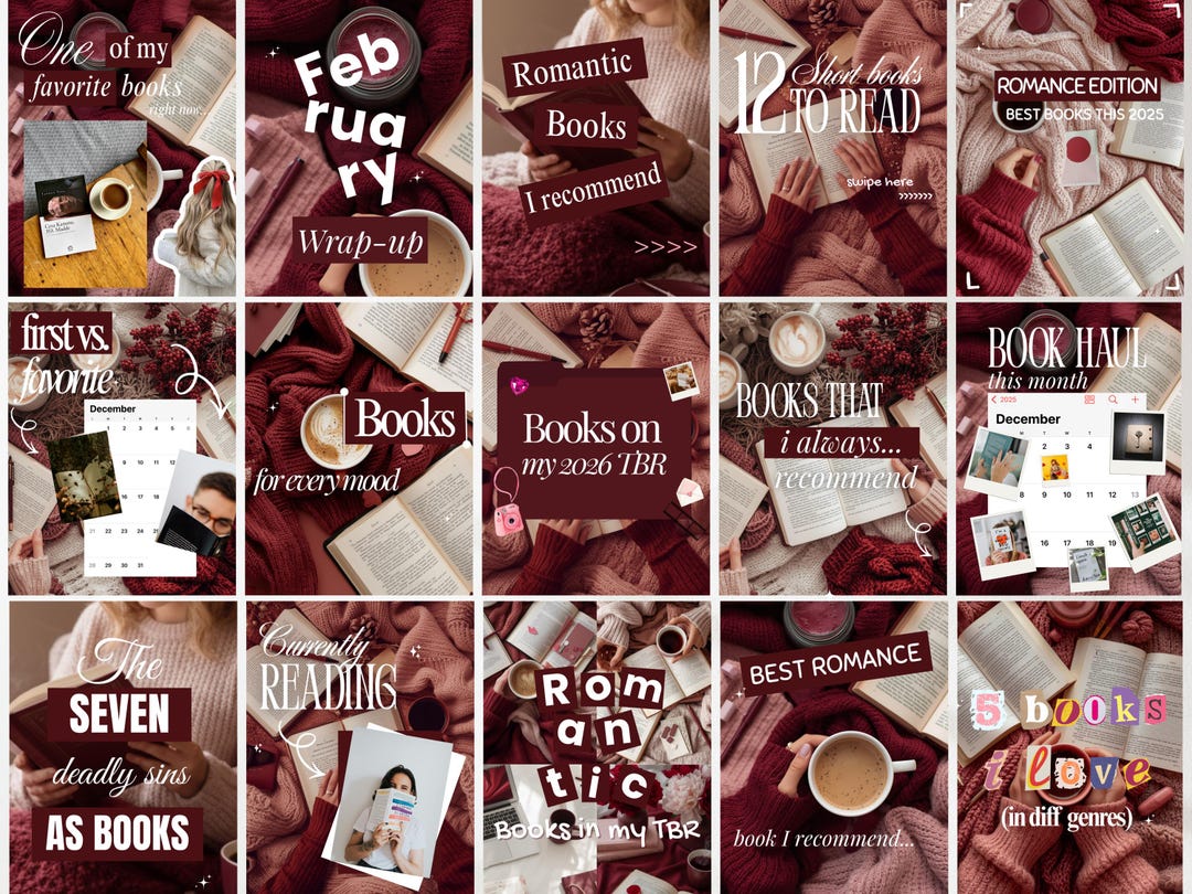 Trendy Aesthetic Romance Bookstagram Carousel Template Book Review