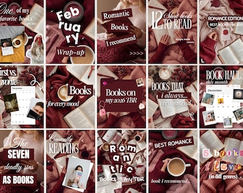 Trendy Aesthetic Romance Bookstagram Carousel Template Book Review Templates Burgundy Instagram Booktok Content Creator Bookish Canva Posts