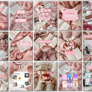 Trendy Aesthetic Pink Bookstagram Canva Templates Soft Romance Book Review Templates Pink Instagram Carousel Post Kit for Readers & Creators