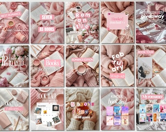 Trendy Aesthetic Pink Bookstagram Canva Templates Soft Romance Book Review Templates Pink Instagram Carousel Post Kit for Readers & Creators