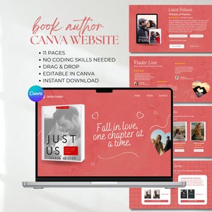 Romanze Autor Website Canva Template: Buchmarketing Landingpage (PDF Download)