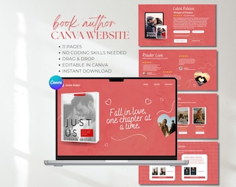 Modèle Canva de site Web d'auteur d'histoires d'amour : page de destination du marketing du livre (téléchargement PDF)