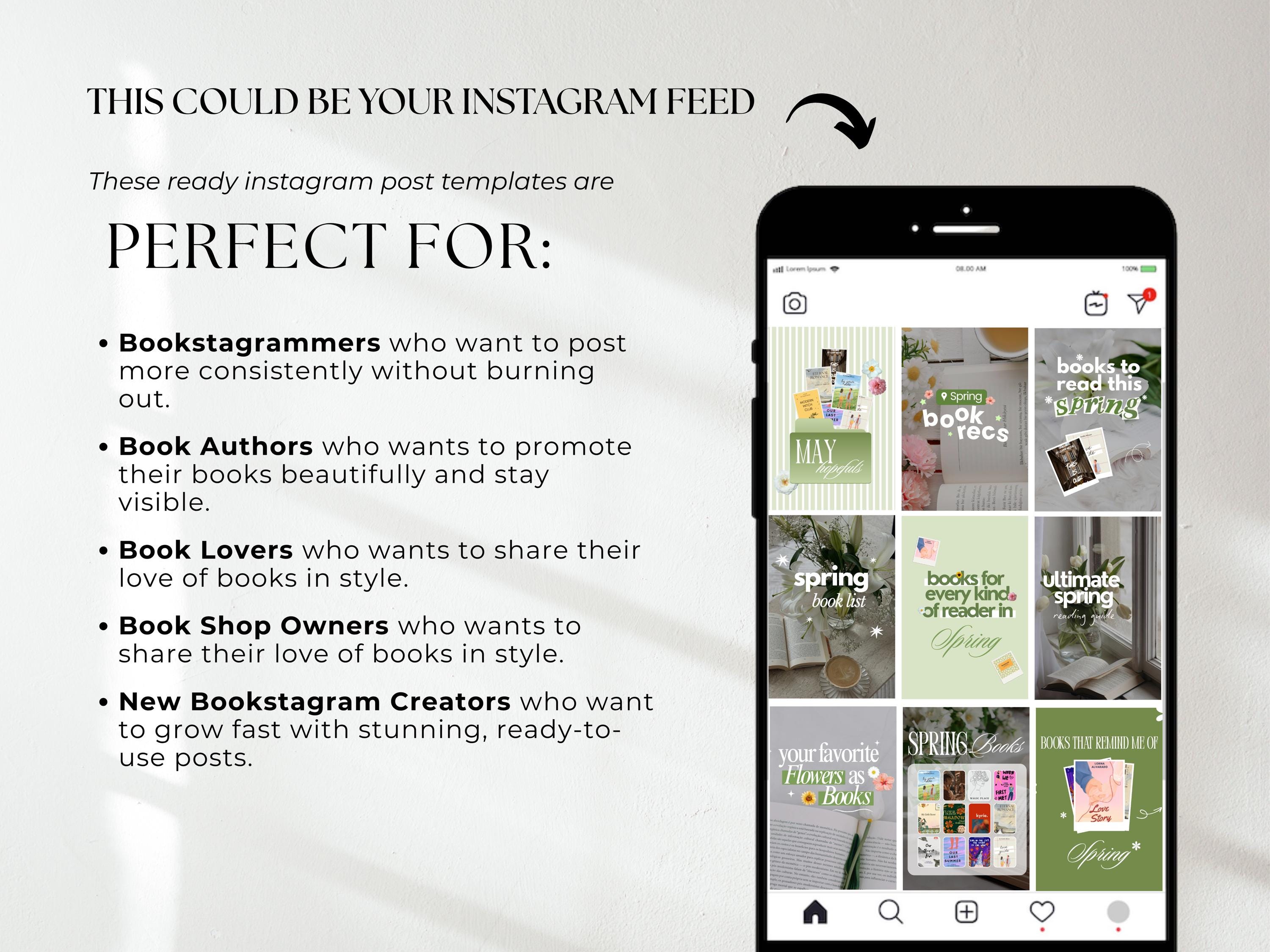 Aesthetic Spring Bookstagram Canva Templates: Editable Instagram Post ...
