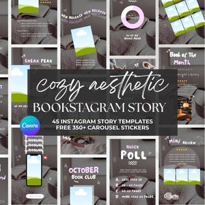 Plantilla de historia de Bookstagram Booktok Instagram Bookstagrammer Redes sociales Autor de libros Instagram Plantilla de Canva de Bookstagram personalizable