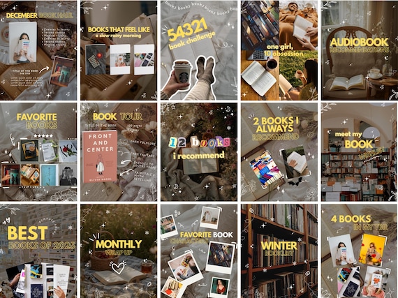 Trending Aesthetic Bookstagram Carousel Template Booktok Instagram Post Bookstagram Canva Template Book Lover Social Media Author Carousel